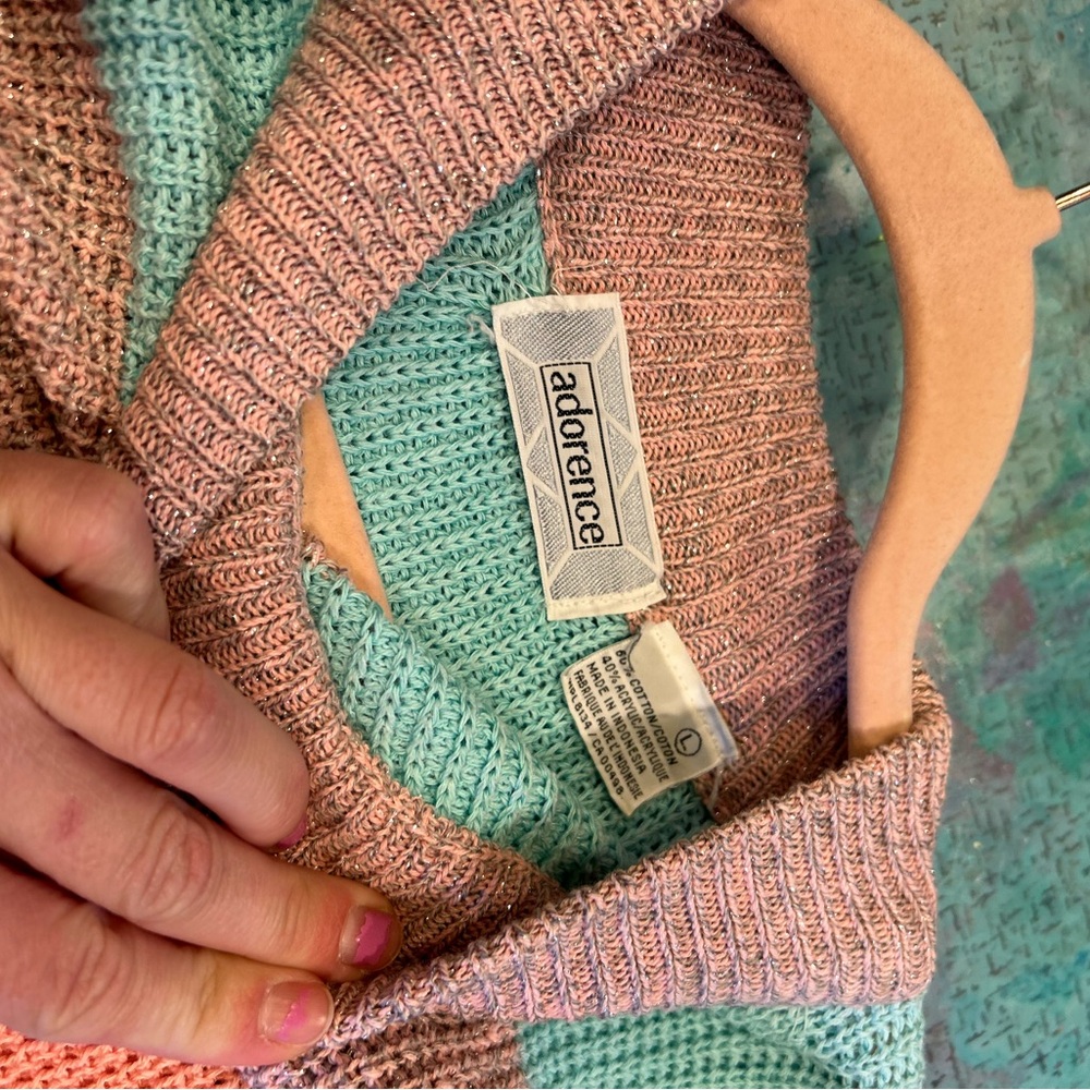 80s Metallic Threaded Sweater - image 3